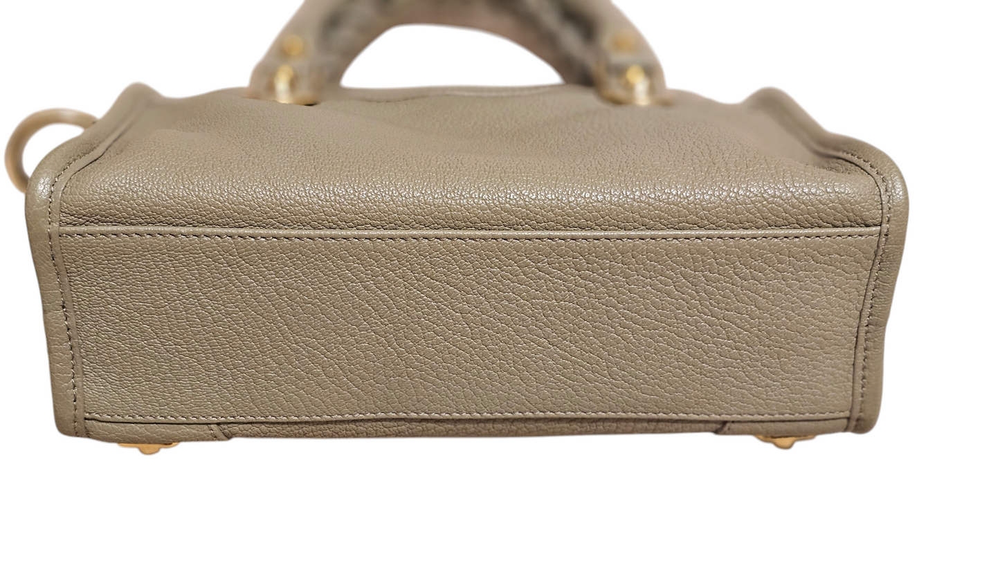 Chevre Gold Metallic Edge Hardware Mini City