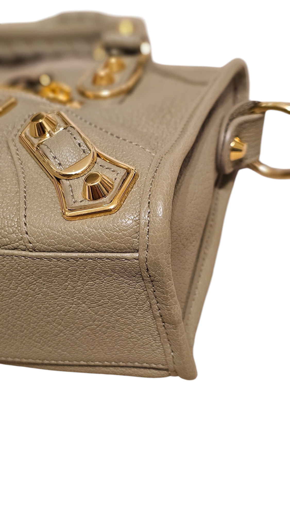 Chevre Gold Metallic Edge Hardware Mini City