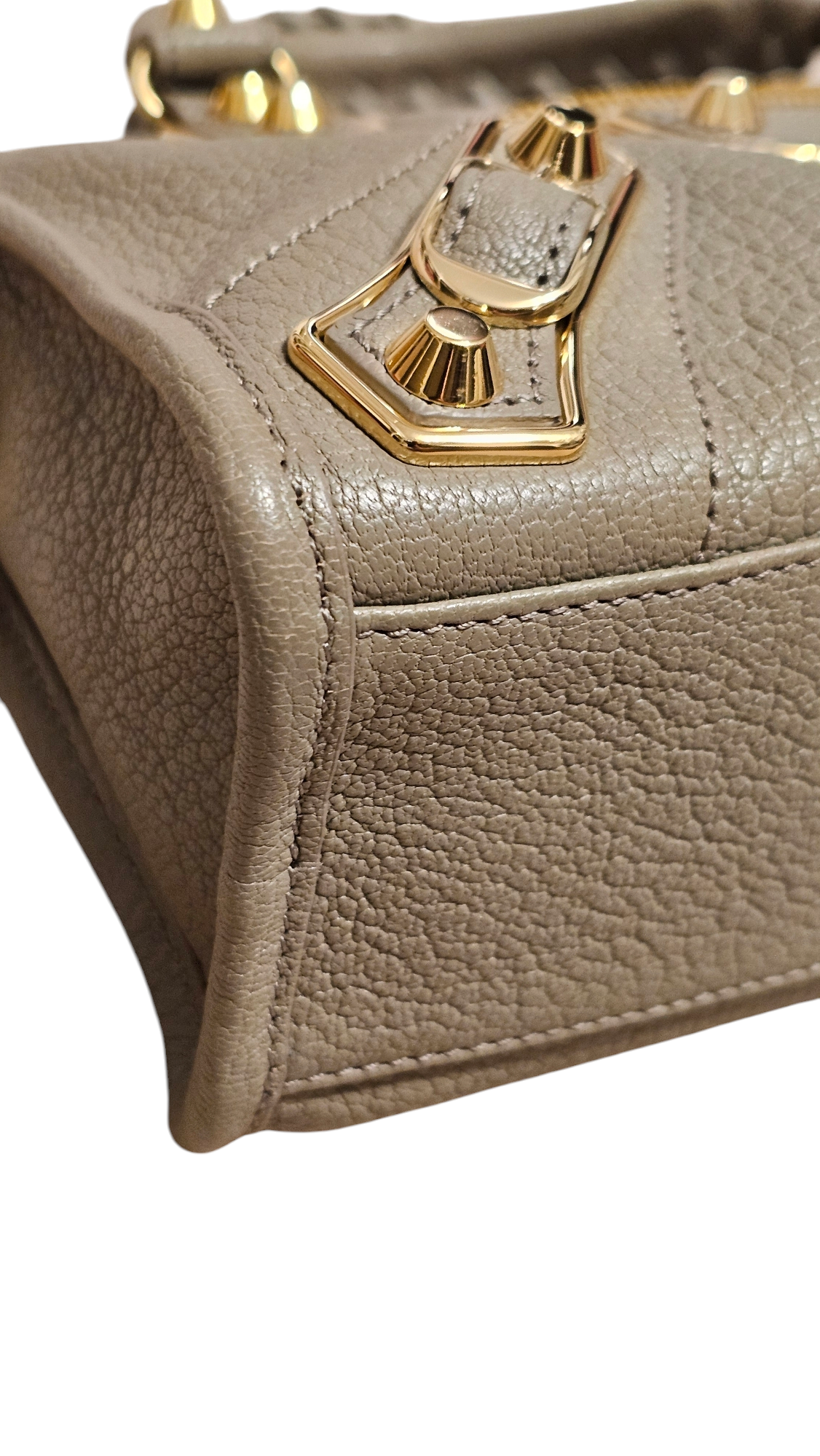Chevre Gold Metallic Edge Hardware Mini City