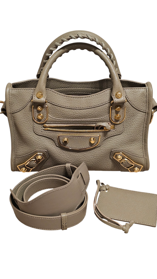 Chevre Gold Metallic Edge Hardware Mini City